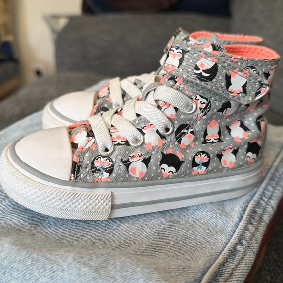 Converse Kids' Gray and Orange High-Top Sneakers Toddler Infant Baby Size 7 Owls - Picture 2 of 7